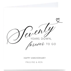Card Factory Personalised 70th Anniversary Card - Seventy Years Down