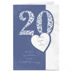 Card Factory Personalised 20th Anniversary Card - Love & Congratulations