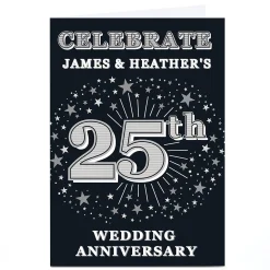 Personalised 25th Anniversary Invitation - Silver Stars Invitations|Anniversary Party
