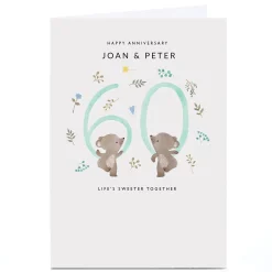 Online Personalised 60th Anniversary Card - Bears, Sweeter Together Anniversary