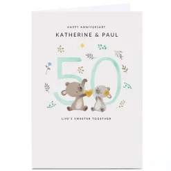 Outlet Personalised 50th Anniversary Card - Bears, Sweeter Together Anniversary