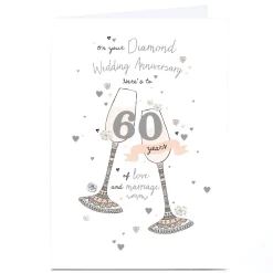 Outlet Personalised 60th Anniversary Card - On Your Diamond Wedding Anniversary Glasses Anniversary