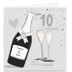 Personalised 10th Anniversary Card - A Decade Of Happiness Premium Square|Anniversary