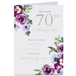 Personalised 70th Anniversary Card - Lilac Flowers Anniversary