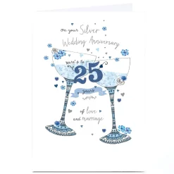 Card Factory Personalised 25th Anniversary Card - On Your Silver Wedding Anniversary