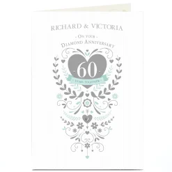 Card Factory Personalised 60th Anniversary Card - Silver Heart