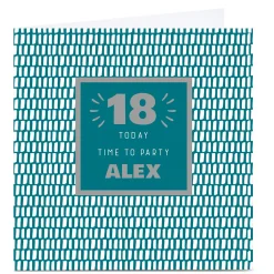BOY Card Factory Personalised 18th Birthday Card - Time To Party Green, Editable Age