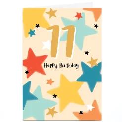 Kids Card Factory Personalised 11th Birthday Card - Bright Stars 11 Happy Birthday