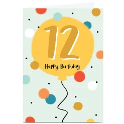 Kids Card Factory Personalised 12th Birthday Card - Bright Birthday Dots