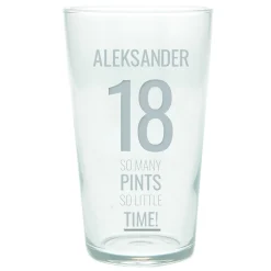 Discount Personalised 18th Birthday Pint Glass - Editable Age, Name & Message 18Th Birthday|Personalised Glasses