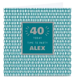 BOY Card Factory Personalised 40th Birthday Card - Time To Party Green, Editable Age