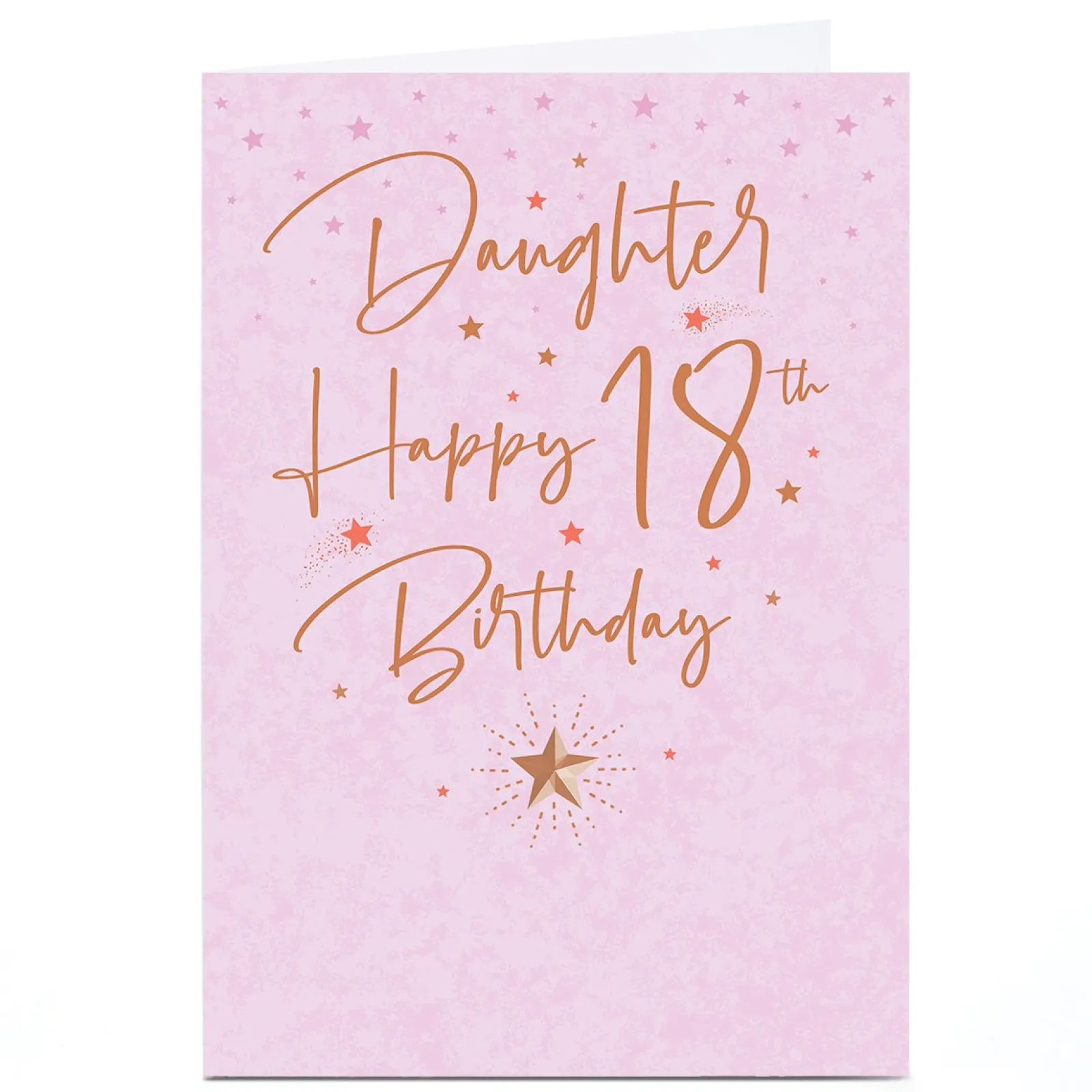 Card Factory Personalised 18th Birthday Card - Pink Stars and Gold Script, Daughter