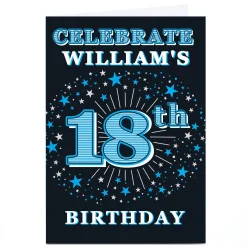 Discount Personalised 18th Birthday Invitation - Blue Stars 18Th Birthday|Invitations