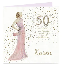 Card Factory Personalised 50th Birthday Card - Style and Beauty