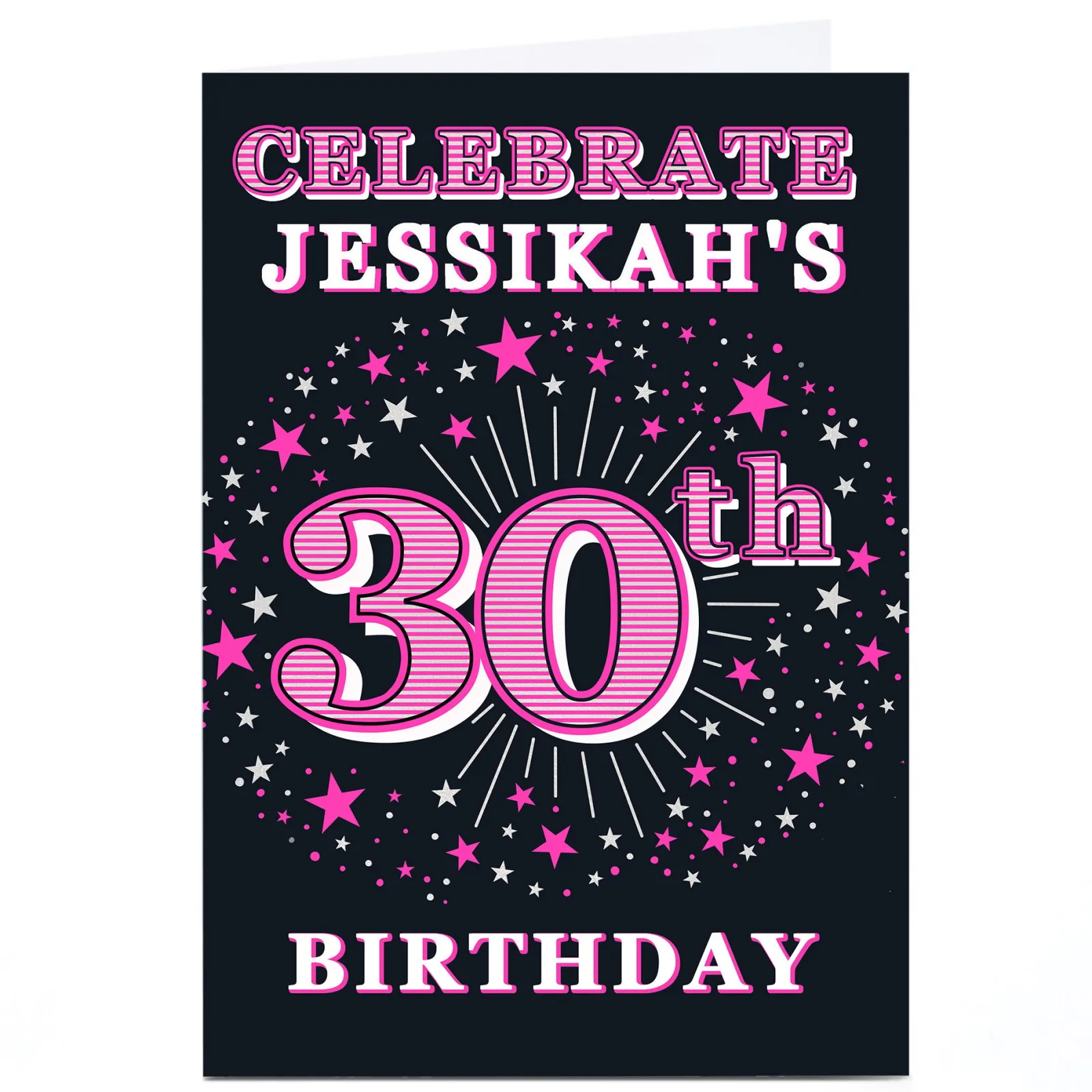 New Personalised 30th Birthday Invitation - Pink Stars 30Th Birthday|Invitations