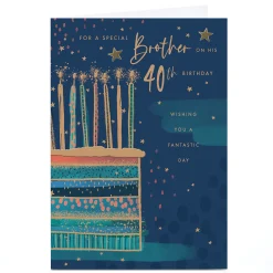 Card Factory Personalised 40th Birthday Card - For A Special Brother Birthday Cake