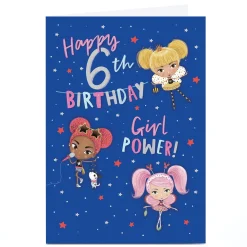Online Personalised 6th Birthday Card - Girl Power Kids For Granddaughter|For Daughter