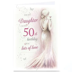 Clearance Personalised 50th Birthday Card - Ballgown and Butterflies, Daughter For Wife|For Mum