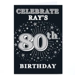 Sale Personalised 80th Birthday Invitation - Silver Stars 80Th Birthday|Invitations