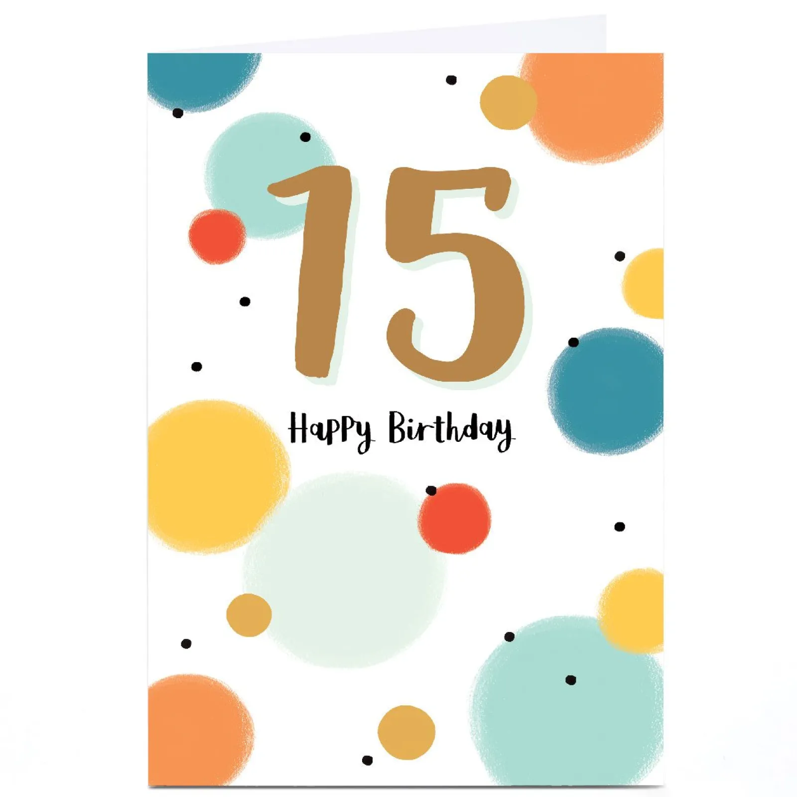 Card Factory Personalised 15th Birthday Card - 15 Bright Dots