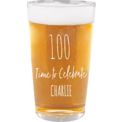 Outlet Personalised 100th Birthday Pint Glass - Time To Celebrate Personalised Glasses|Glassware