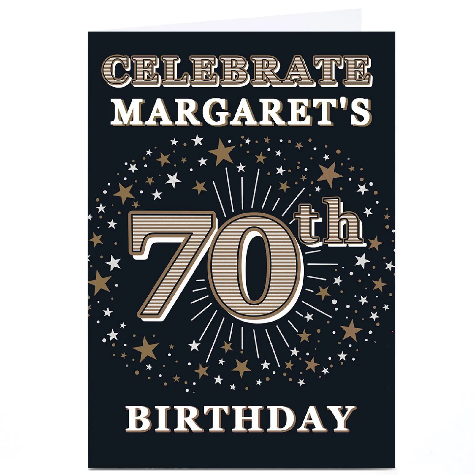 Card Factory Personalised 70th Birthday Invitation - Gold Stars