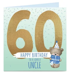 Card Factory Personalised 60th Birthday Card - Blue Hugs, Uncle