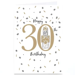 Card Factory Personalised 30th Birthday Card - Gold And Silver Confetti
