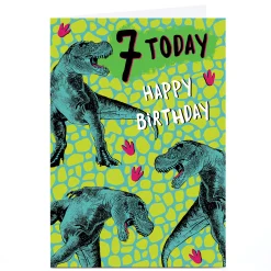 Discount Personalised 7th Birthday Card - T-Rex Dinosaurs Kids Special Age|For Kids