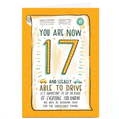 Online Personalised 17th Birthday Card - Legally Able to Drive Certificate Kids For Kids|Special Age