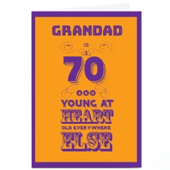Discount Personalised 70th Birthday Card - Young At Heart [Grandad] For Grandad|For Dad