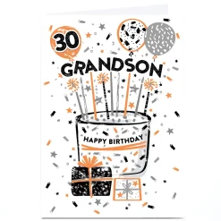 Clearance Personalised 30th Birthday Card - Grandson Birthday Cake For Grandson|30Th Birthday
