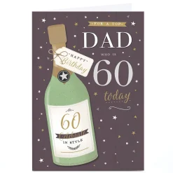 New Personalised 60th Birthday Card - Celebration Champagne, Dad For Son|For Dad