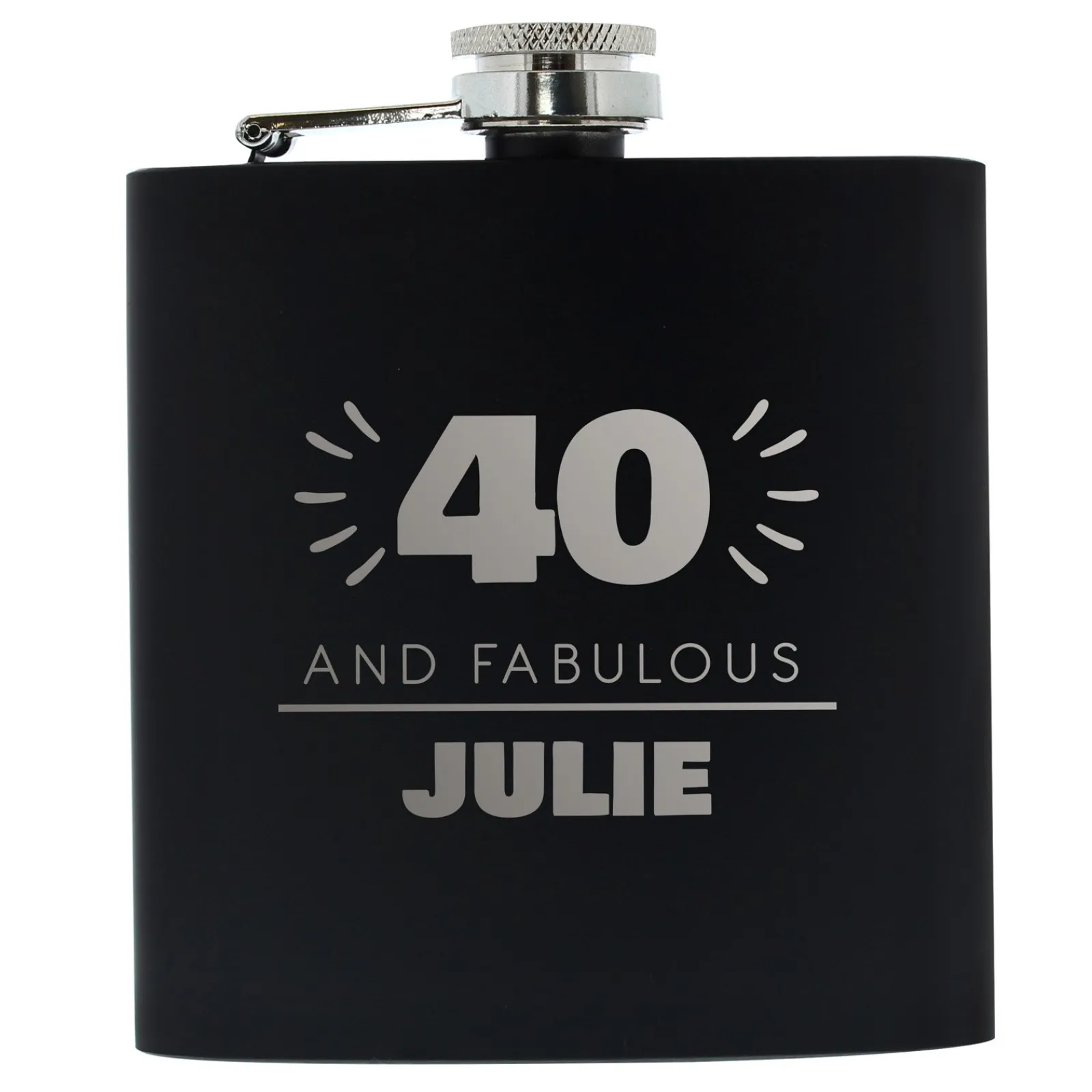 Best Personalised 40th Birthday Hip Flask - Black & Silver 40Th Birthday|Personalised Jewellery And Keepsakes