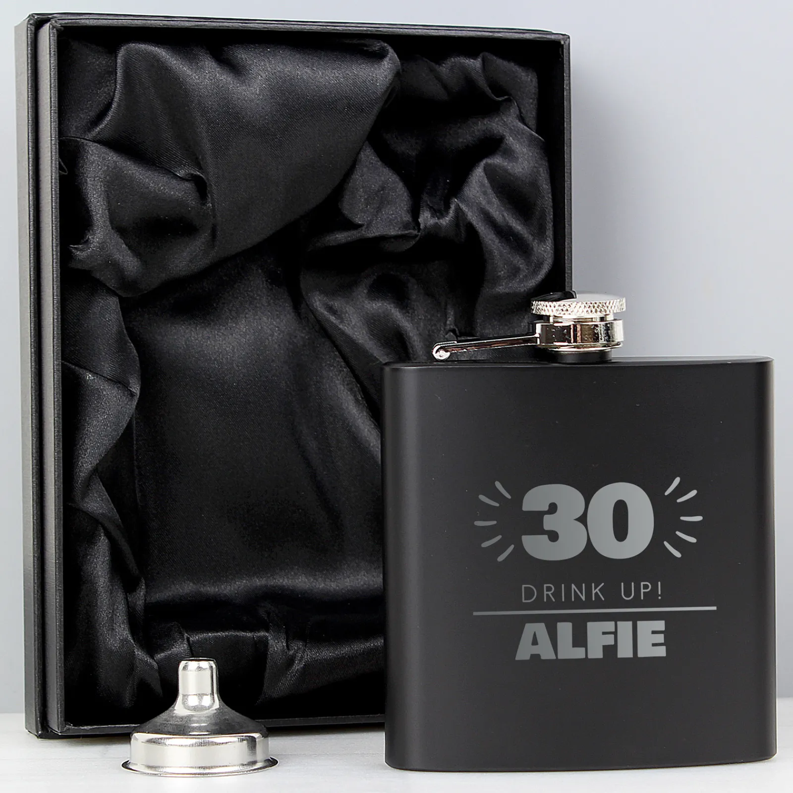 Best Personalised 40th Birthday Hip Flask - Black & Silver 40Th Birthday|Personalised Jewellery And Keepsakes
