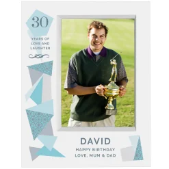 Clearance Personalised 30th Birthday Box Photo Frame - Geometric Blue 30Th Birthday|Photo Frames
