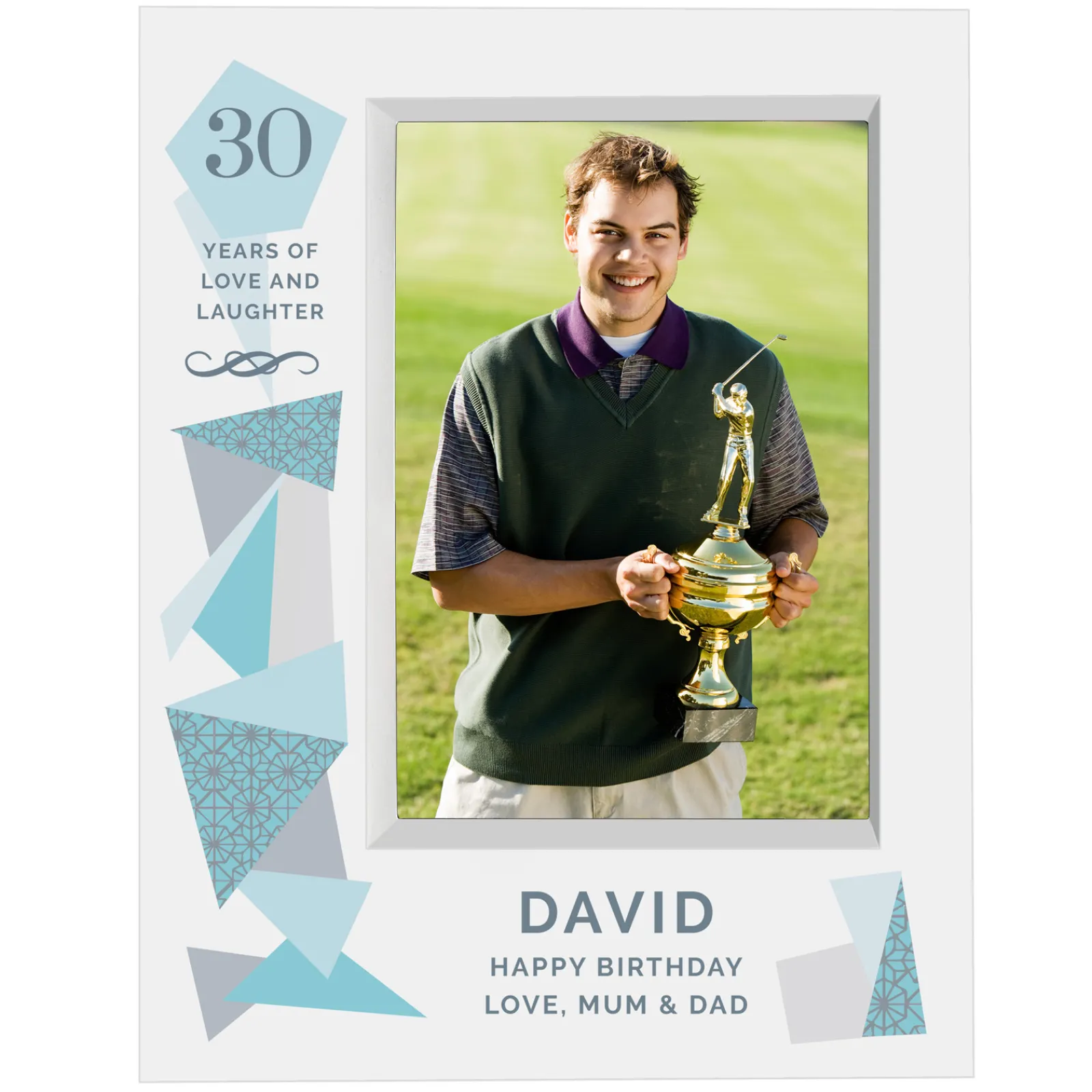 Clearance Personalised 30th Birthday Box Photo Frame - Geometric Blue 30Th Birthday|Photo Frames