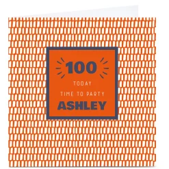 Discount Personalised 100th Birthday Card - Time To Party Orange, Editable Age For Uncle|For Husband