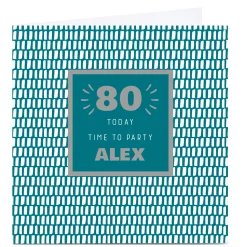 Sale Personalised 80th Birthday Card - Time To Party Green, Editable Age For Uncle|For Husband