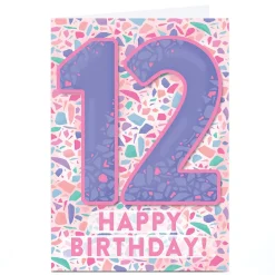Outlet Personalised 12th Birthday Card - Geo Pink Happy Birthday Kids Special Age|For Kids