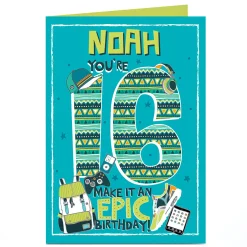 Best Personalised 16th Birthday Card - Epic, Bag & Trainers For Son|For Grandson