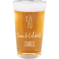 Best Personalised 50th Birthday Pint Glass - Time To Celebrate 50Th Birthday|Personalised Glasses