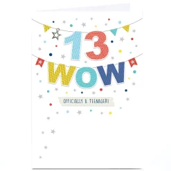 New Personalised 13th Birthday Card - Officially a Teenager Bunting Kids For Son|For Grandson
