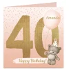 Clearance Personalised 40th Birthday Card - Hugs Bear, Any Name For Wife|For Sister