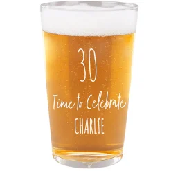 Personalised 30th Birthday Pint Glass - Time To Celebrate 30Th Birthday|Personalised Glasses