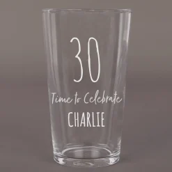 Personalised 30th Birthday Pint Glass - Time To Celebrate 30Th Birthday|Personalised Glasses