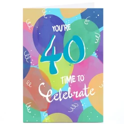 Sale Personalised 40th Birthday Card - Time to Celebrate Bright Balloons For Husband|For Sister