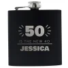 Card Factory Personalised 50th Birthday Hip Flask - Silver & Black