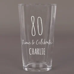 Card Factory Personalised 80th Birthday Pint Glass - Time To Celebrate