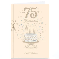 New Personalised 75th Birthday Card - Tea Party Birthday Cake For Mum|Mum